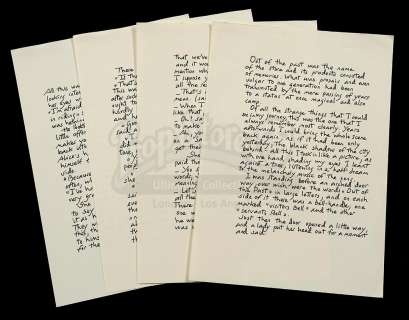 MIDNIGHT IN PARIS (2011) - Lot 490 - Gil Pender‘s (Owen Wilson) Manuscript Pages