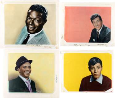 Group of (4) Large Laminated Art Proofs Featuring Frank Sinatra, Nat King Cole, Dean Martin, and Jerry Lewis. | Heritage