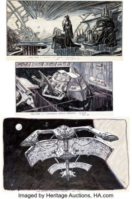 Star Trek III: The Search for Spock Concept Drawing Signed by David Russell Group of 3 (Paramount, 1983). (Total: 3 Items) | Heritage