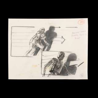The Terminator (1984) - Lot 1349 - T-800 Chasing Sarah and Kyle Hand-drawn Storyboard