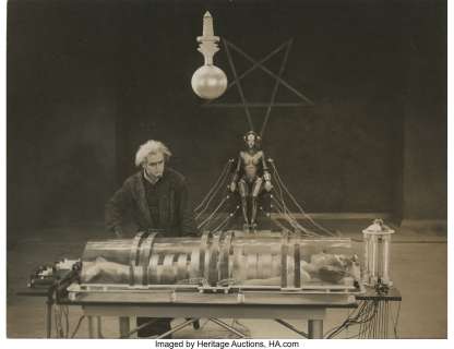 Metropolis extraordinary original German photograph featuring "Rotwang" creating the robot....